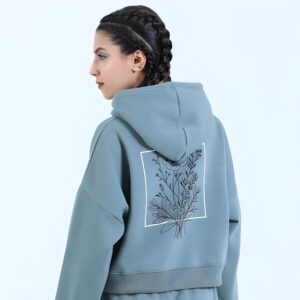 Floral Print Thermal Lined Hoodie with Wide-Leg Trousers