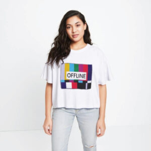White Offline Super Cropped Oversized T-shirt