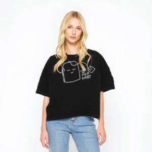 Black Super Cropped Oversized T-shirt